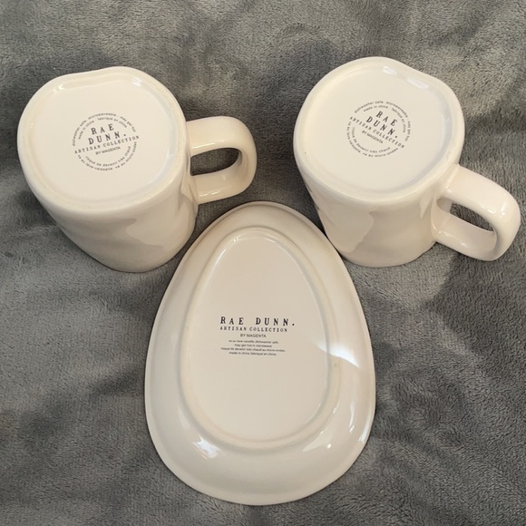 Rae Dunn HOP Easter side plate with two mugs - Picture 2 of 5